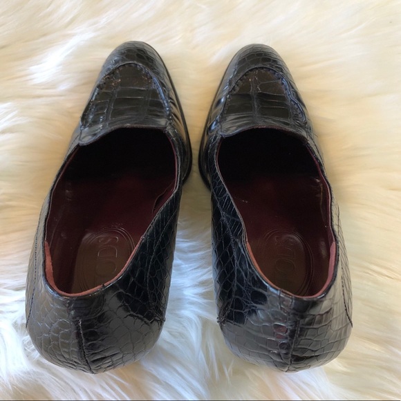 TOD’S Black Leather Croco Embossed Heels 40 - Picture 7 of 16